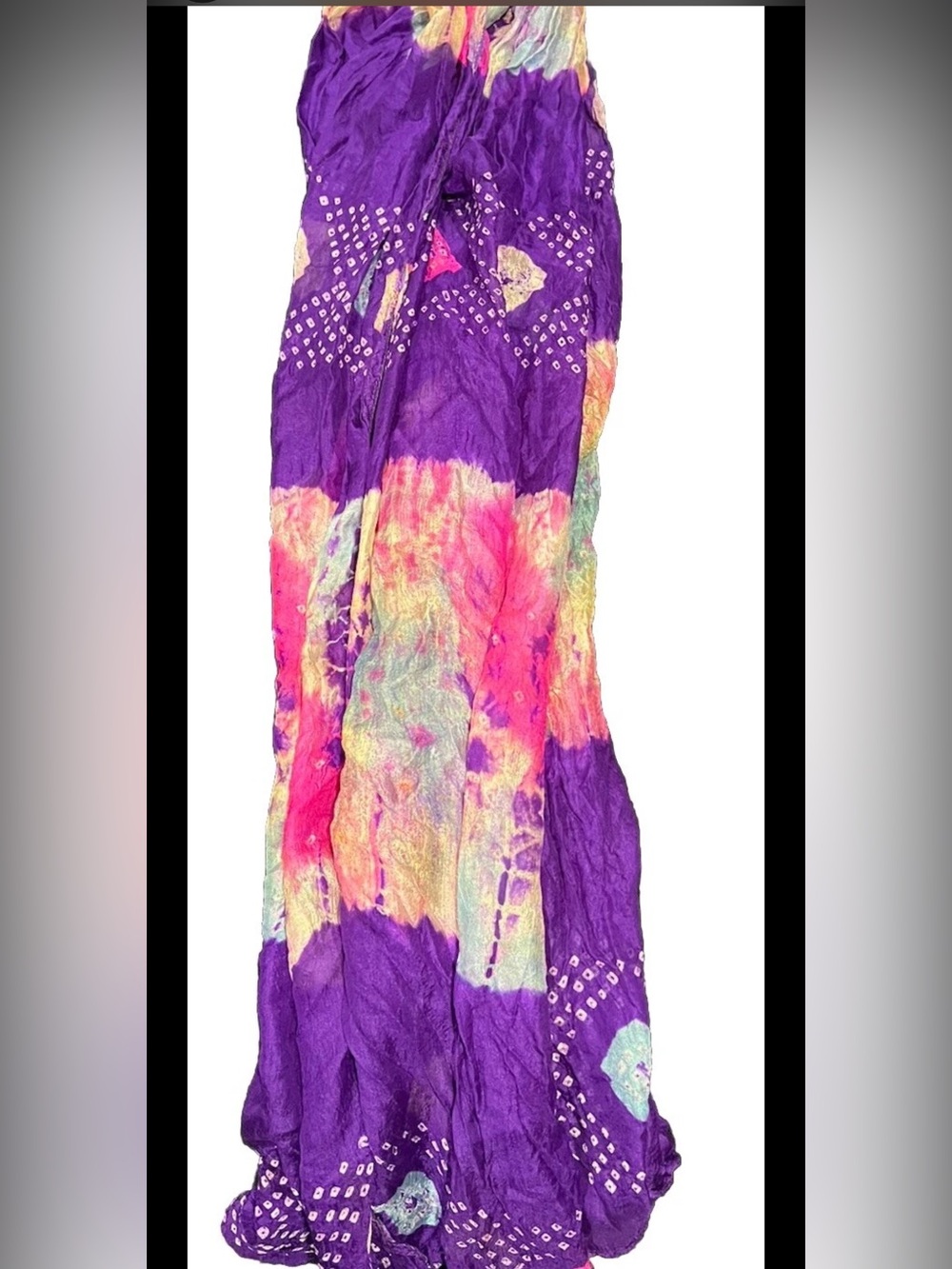 100% Pure Silk Womens Scarf Multicolored Sheer 68” X 21” Made In India